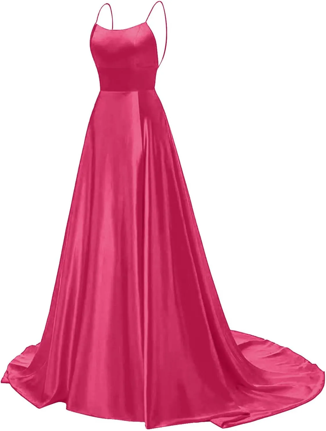 TWGONE Prom Dresses for Women 2025 Spaghetti Straps Formal Party Maxi Dress Satin Evening Gowns with Pockets