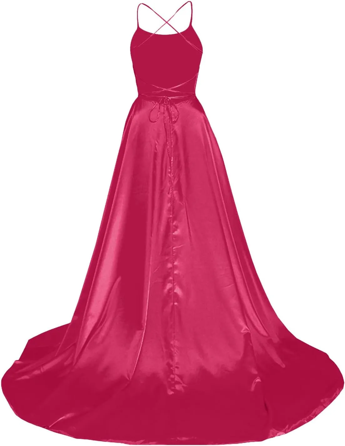 TWGONE Prom Dresses for Women 2025 Spaghetti Straps Formal Party Maxi Dress Satin Evening Gowns with Pockets