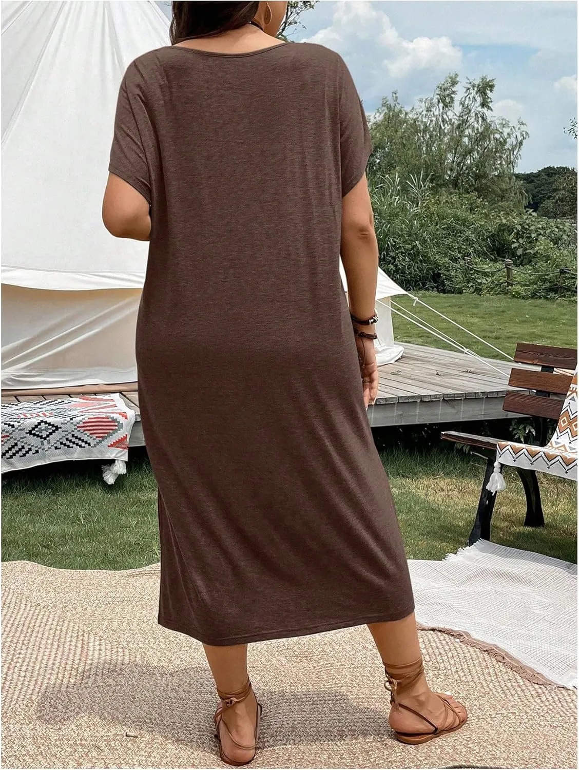 Verdusa Women's Plus Size Nashville Outfits Graphic Country Music T Shirt Dress Cowgirl Tunic Dresses Black