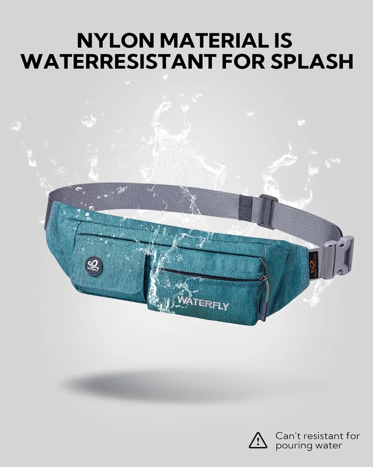 WATERFLY Fanny Pack for Women Men Water Resistant Small Waist Pouch Slim Belt Bag with 4 Pockets for Running Travelling Hiking Walking Lightweight Crossbody Chest Bag Fit All Phones