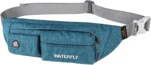 WATERFLY Fanny Pack for Women Men Water Resistant Small Waist Pouch Slim Belt Bag with 4 Pockets for Running Travelling Hiking Walking Lightweight Crossbody Chest Bag Fit All Phones