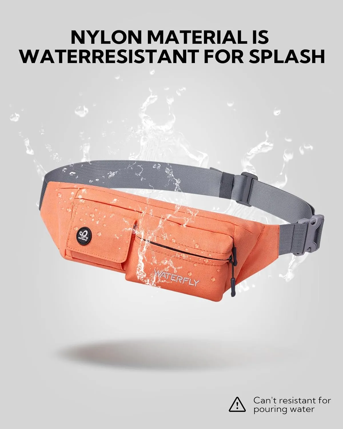WATERFLY Fanny Pack for Women Men Water Resistant Small Waist Pouch Slim Belt Bag with 4 Pockets for Running Travelling Hiking Walking Lightweight Crossbody Chest Bag Fit All Phones