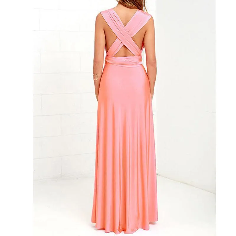 way Wrap Convertible Boho Maxi Club Red Dress Bandage Long Party Bridesmaids Infinity Robe Longue Femme