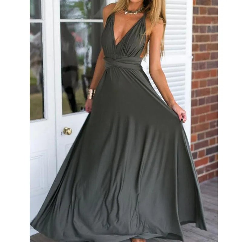 way Wrap Convertible Boho Maxi Club Red Dress Bandage Long Party Bridesmaids Infinity Robe Longue Femme