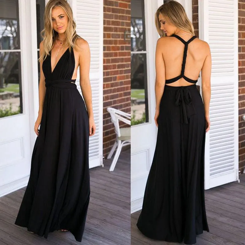 way Wrap Convertible Boho Maxi Club Red Dress Bandage Long Party Bridesmaids Infinity Robe Longue Femme
