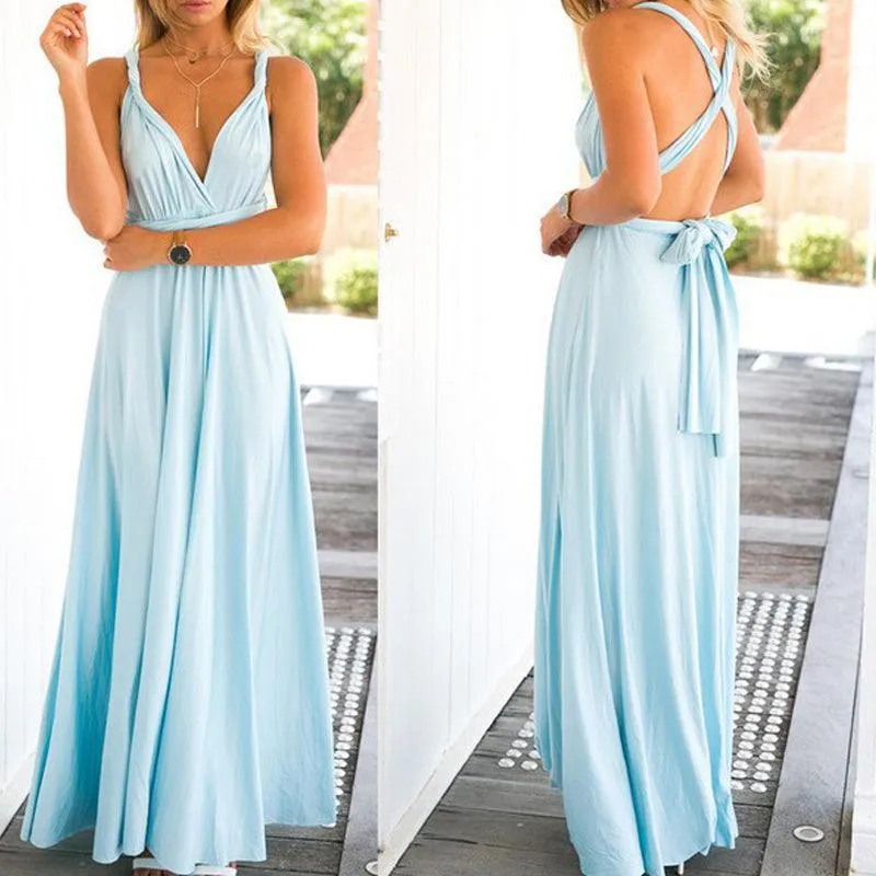 way Wrap Convertible Boho Maxi Club Red Dress Bandage Long Party Bridesmaids Infinity Robe Longue Femme
