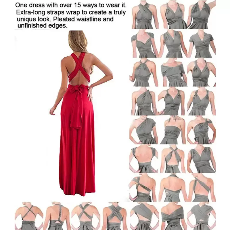 way Wrap Convertible Boho Maxi Club Red Dress Bandage Long Party Bridesmaids Infinity Robe Longue Femme
