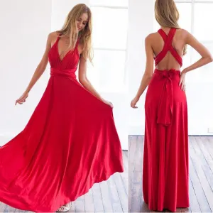 way Wrap Convertible Boho Maxi Club Red Dress Bandage Long Party Bridesmaids Infinity Robe Longue Femme