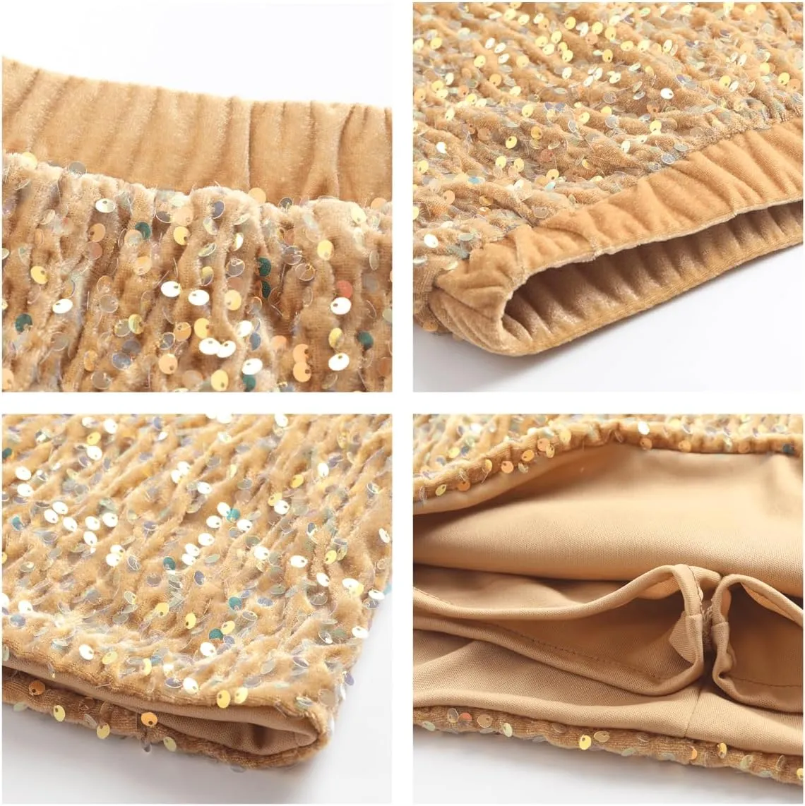 WELAKEN Sparkly Sequin Skirt for Girls Toddler & Kids Elastic Waistband Skirts with Lining
