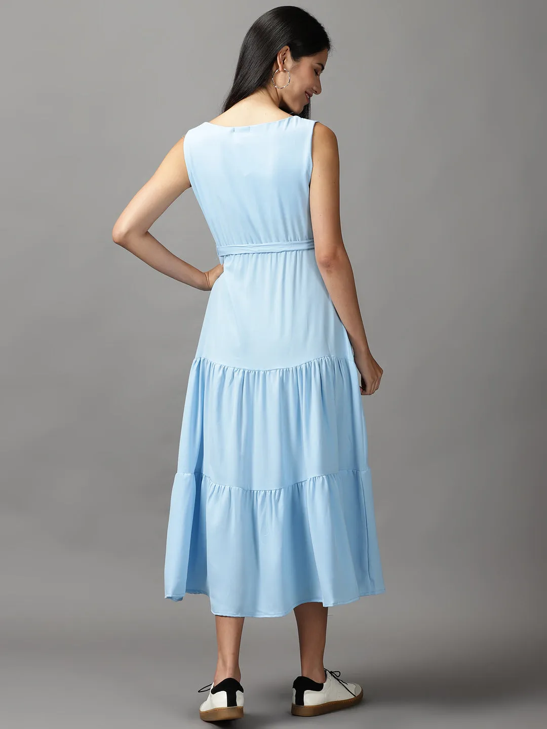 Women Blue Georgette Fit and Flare Dress