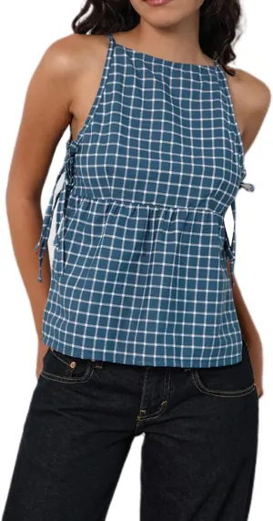 Women Bow Tie Side Tank Top Y2k Coquette Split Hem Peplum Cut Out Sleeveless Camisole Babydoll Vest Streetwear