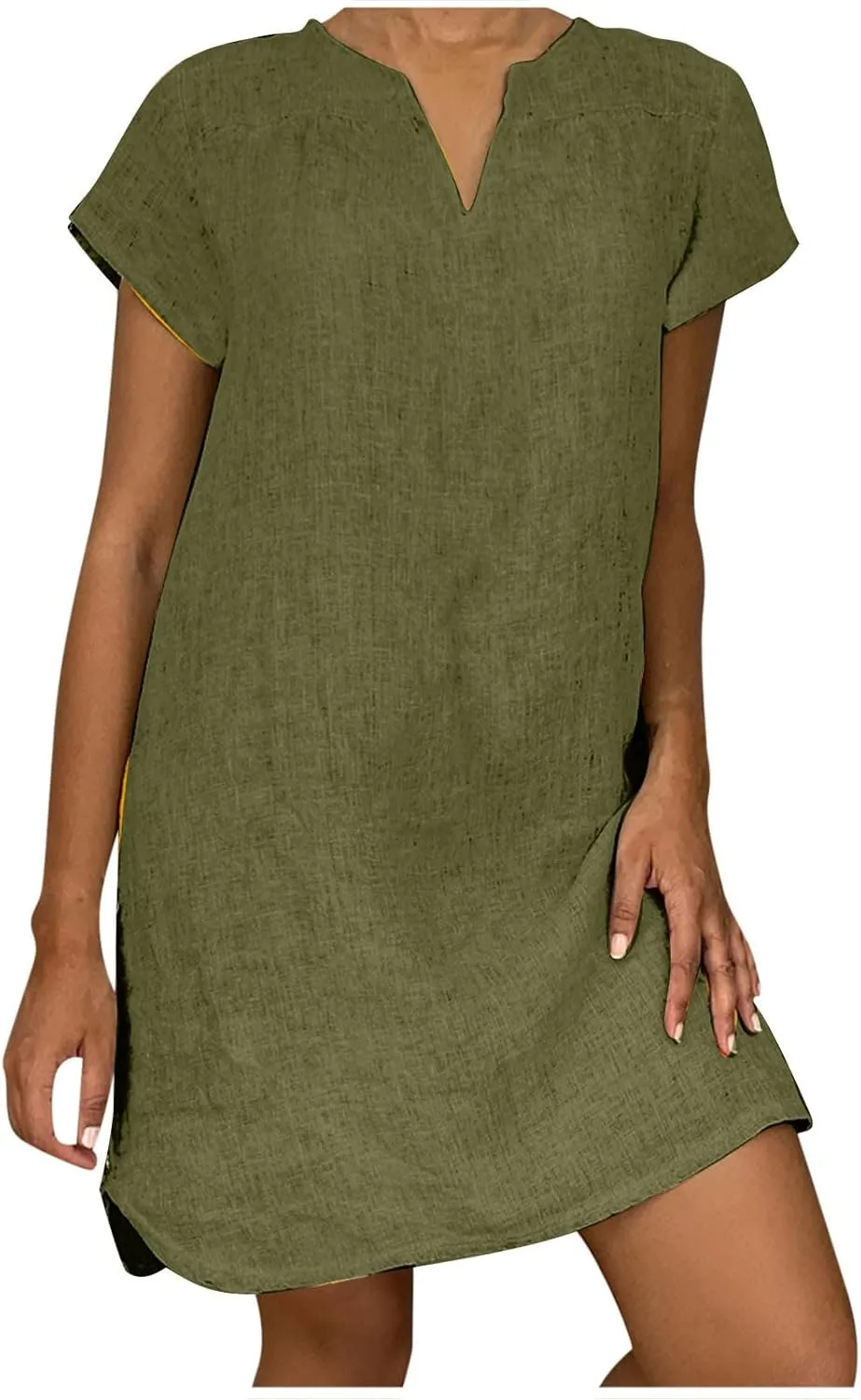 Women Cotton Linen Boho Dress Causal Summer Gauze Dresses Short Sleeve T Shirt Dress Trendy Dressy Ladies Clothing