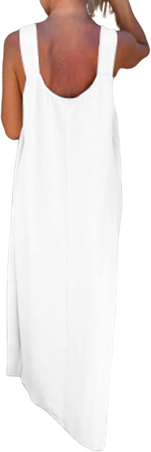 Women Dressy Maxi Dress Casual Sleeveless A Line Loose Backless Dresses Summer Swing Flowy Guest Wedding Long Dress