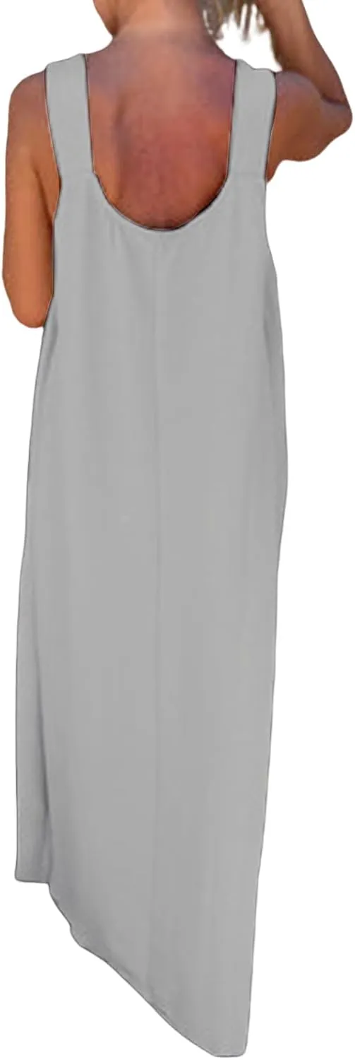 Women Dressy Maxi Dress Casual Sleeveless A Line Loose Backless Dresses Summer Swing Flowy Guest Wedding Long Dress
