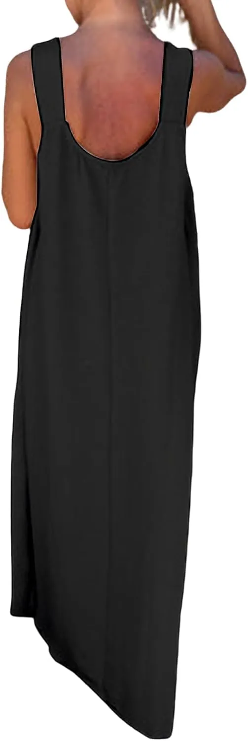 Women Dressy Maxi Dress Casual Sleeveless A Line Loose Backless Dresses Summer Swing Flowy Guest Wedding Long Dress
