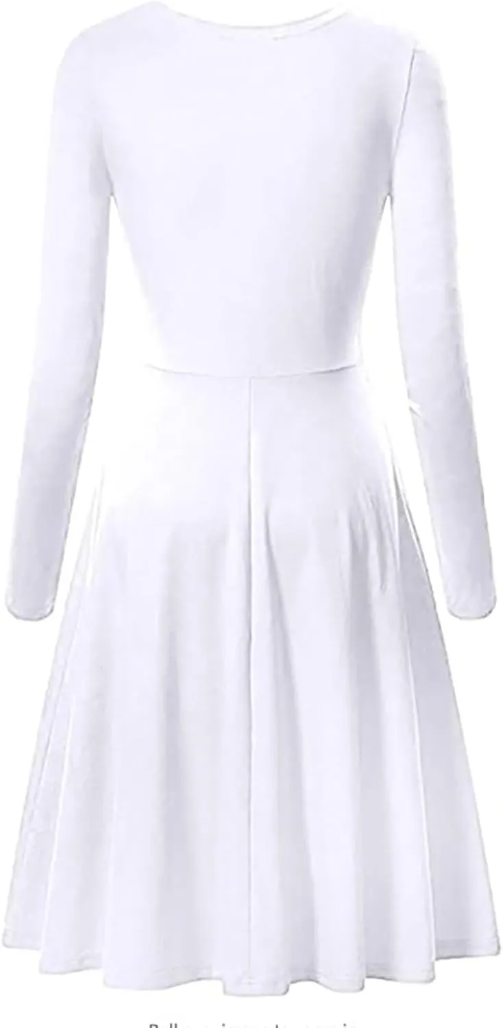 Women Fall Winter Long Sleeve Wedding Guest Midi Dress Plus Size Formal Casual Cute Ruched A Line Tunic Dresses
