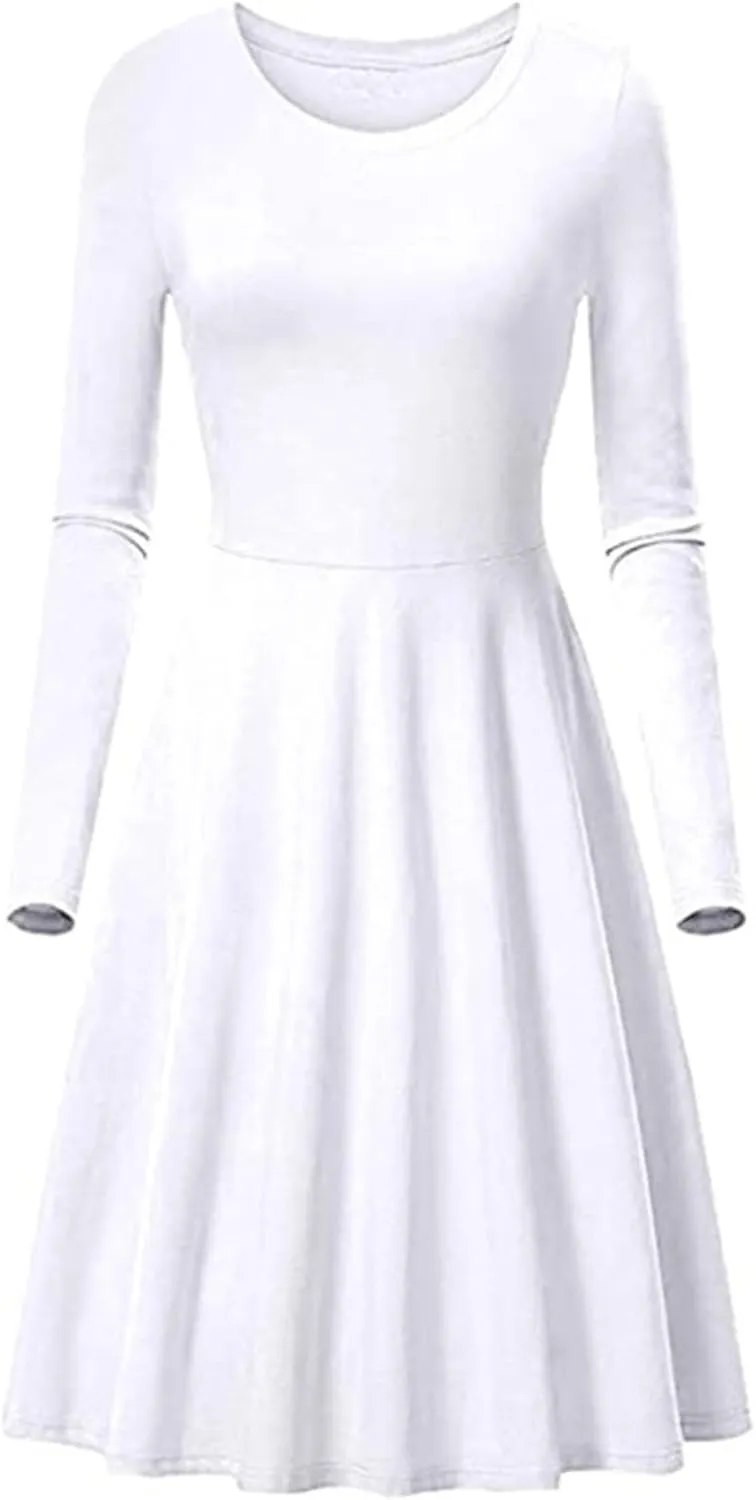Women Fall Winter Long Sleeve Wedding Guest Midi Dress Plus Size Formal Casual Cute Ruched A Line Tunic Dresses