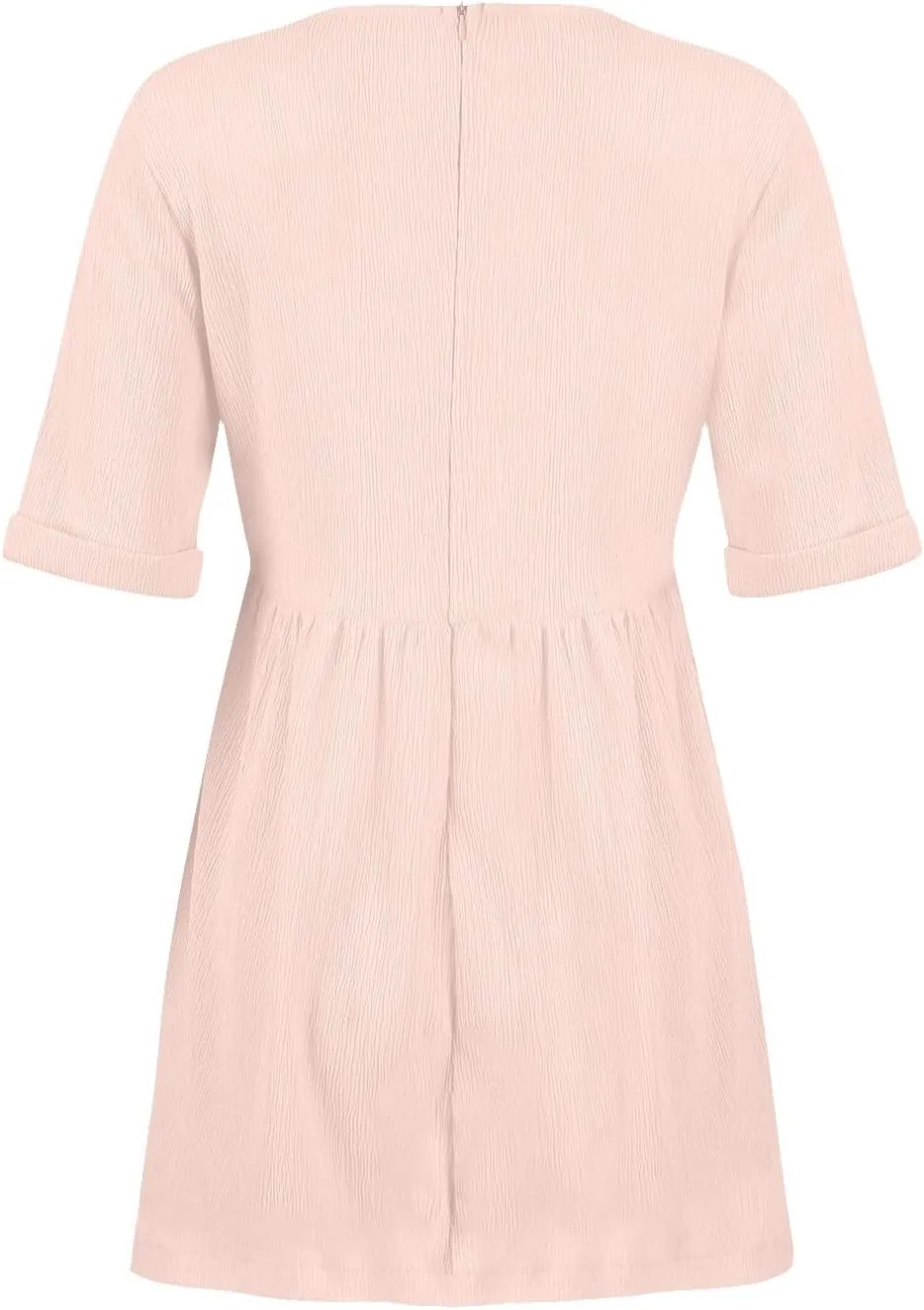 Women Summer Casual T Shirt Dress Short Sleeve V Neck Sundress 2025 Textured Solid Mini Beach Dresses with Pockets