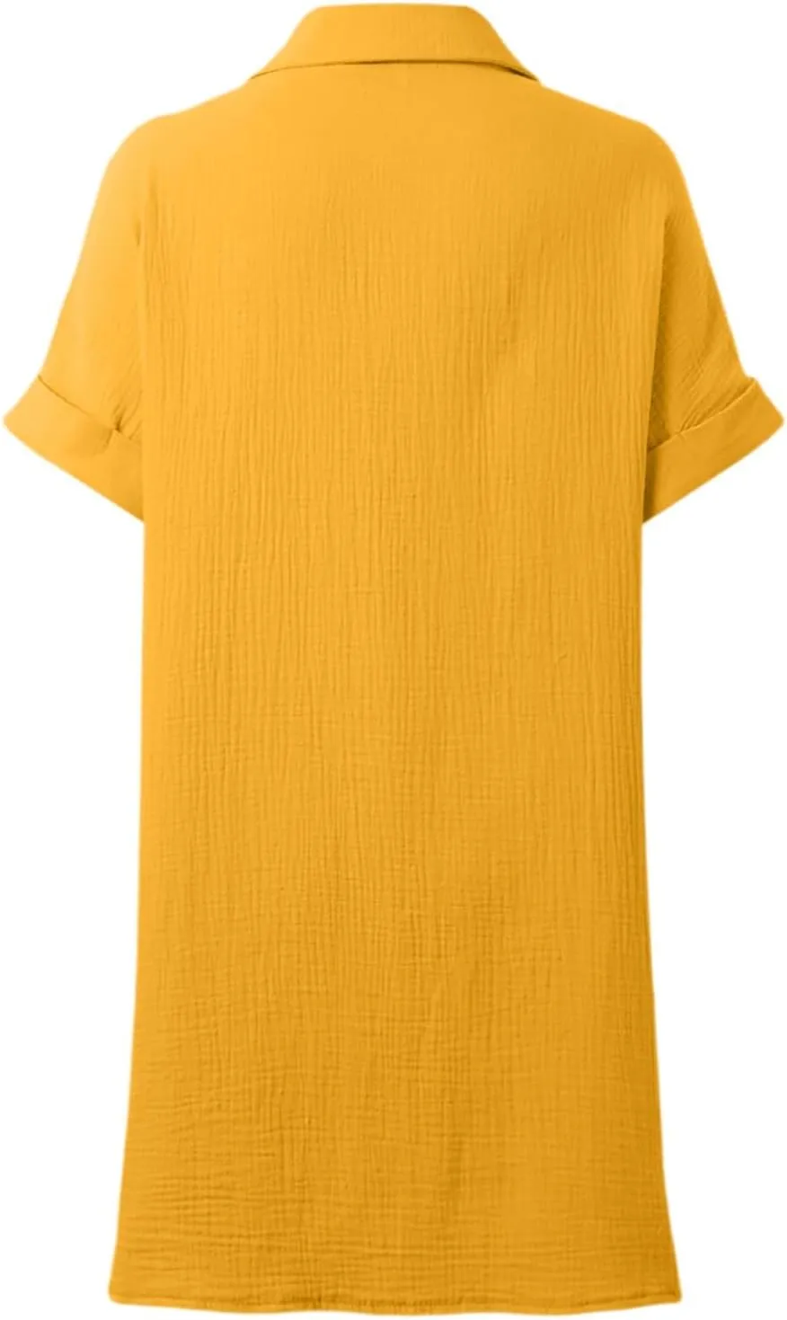 Womens Button Down Shirt Dress Summer Shorts Sleeve Cotton Linen Casual Midi Dress V-Neck Loose Tunic Dresses