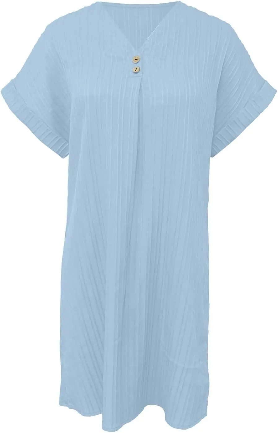 Womens Cotton Shirt Dress Summer Casual Short Sleeve Button Down Beach Cover Up Shirts Tunic Dresses with Pockets