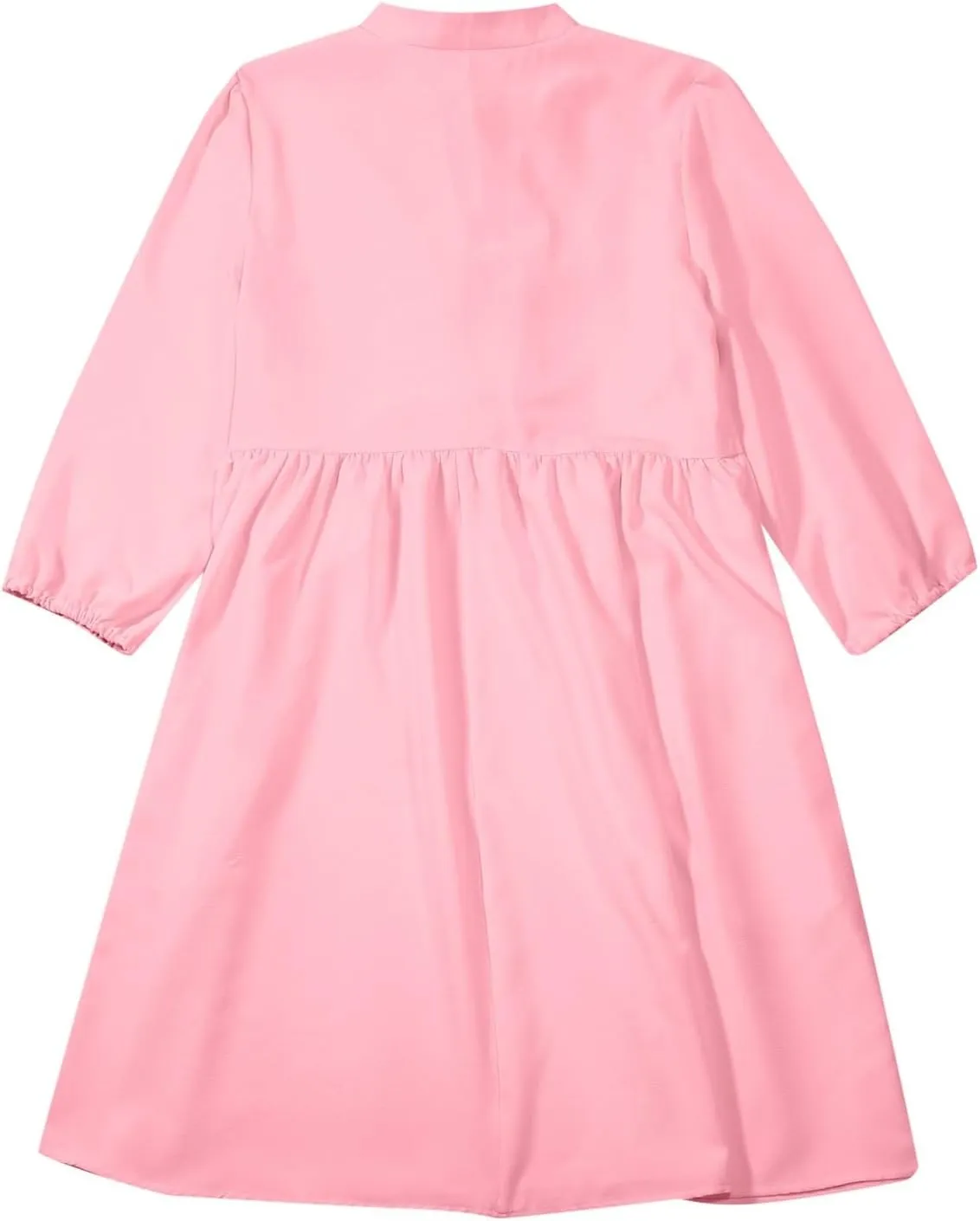 Women's Dress Fall Long Puff Sleeve Self Tie Front Babydoll A Line Pleated Cute Mini Tunic Dresses 2025