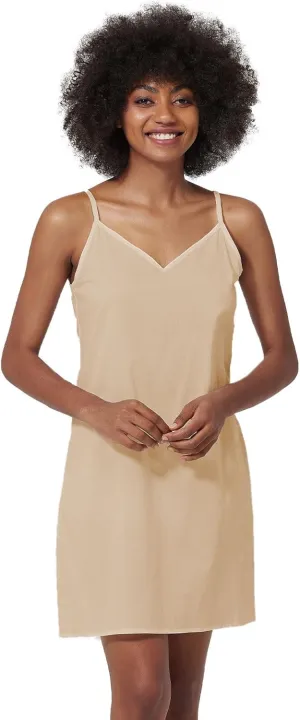 Women's Full Slip for Under Dresses 100% Cotton Adjustable Spaghetti Strap Cami Shapewear Dresses V Neck