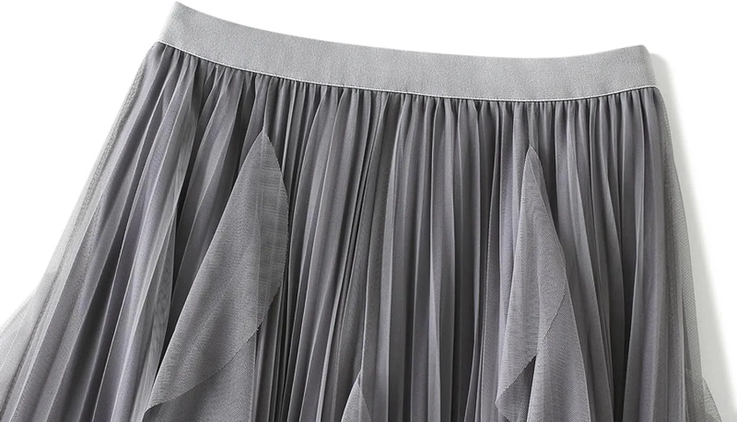 Women's Ruffled Tulle Midi Skirt High Waist Pleated A-line Skirt for Elegant and Casual Occasions 2025 Summer Fashion