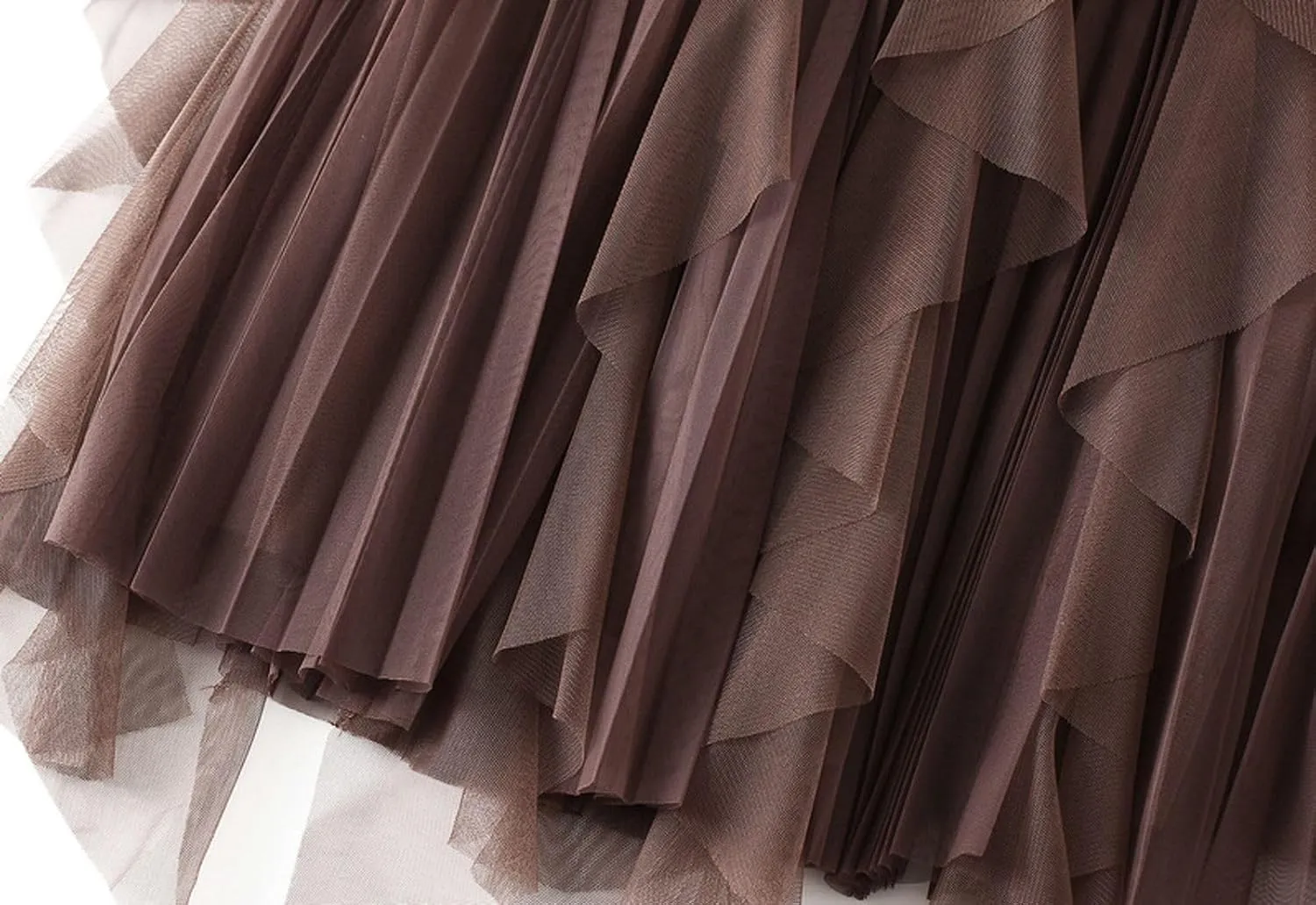 Women's Ruffled Tulle Midi Skirt High Waist Pleated A-line Skirt for Elegant and Casual Occasions 2025 Summer Fashion