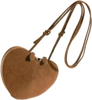 Womens Suede Heart Shoulder Crossbody Vintage Bag Ladies Elegant Purse Handbag Fashion Heart Shape Tote Bag for Wedding Evening
