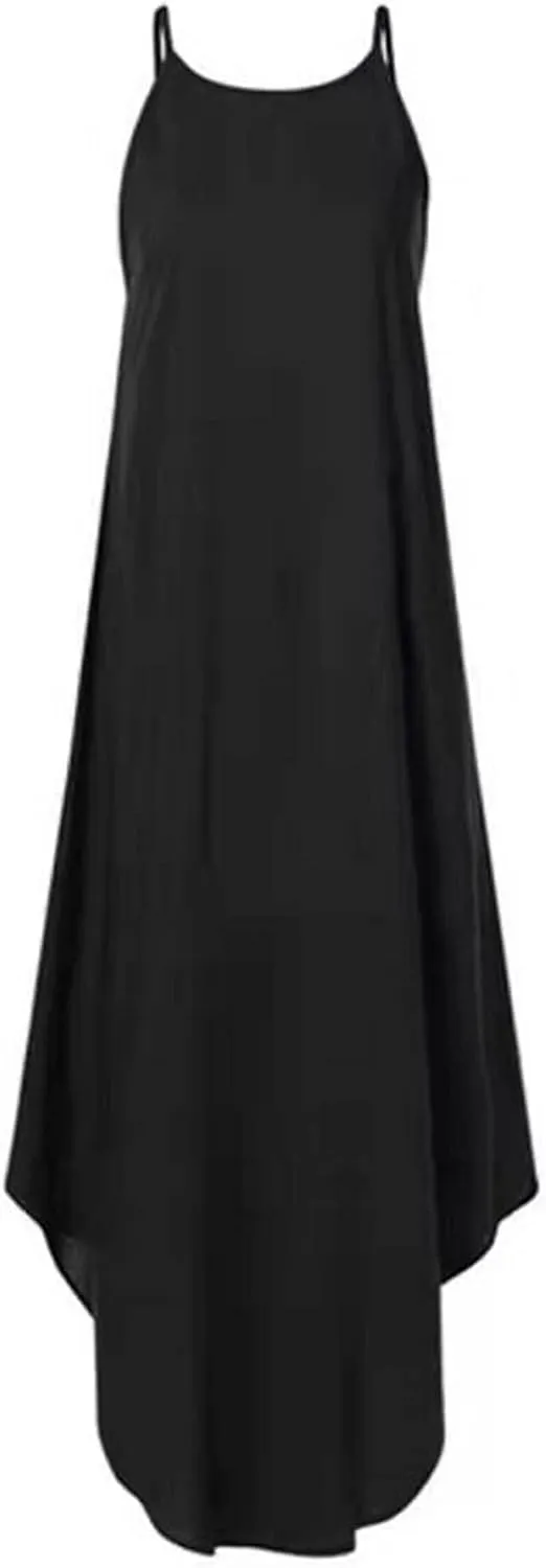 Women's Summer Dresses Spring Cotton Linen Spaghetti Casual Beach Outfits Clothes Flowy Split Maxi Sundress