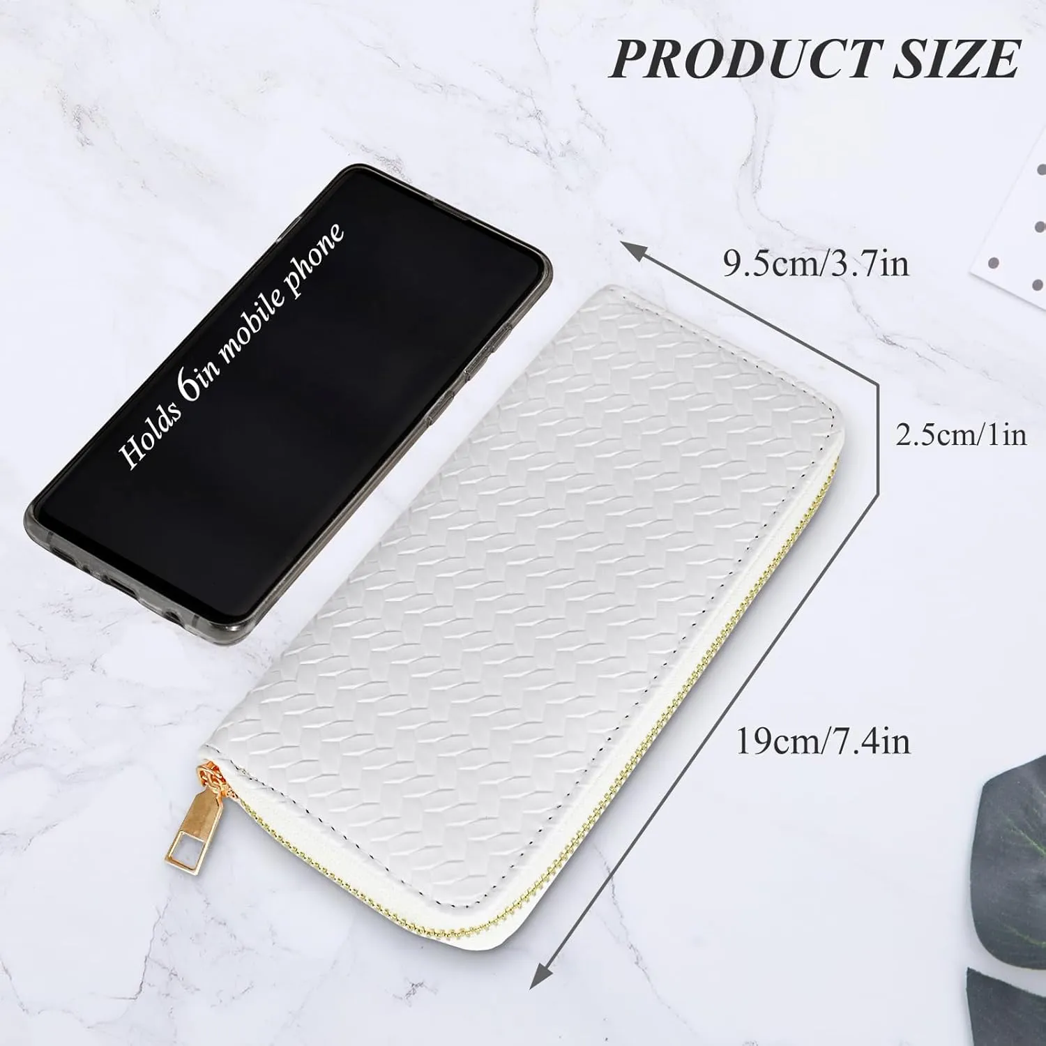 Womens Wallet, PU Leather Weave Card Holder Ladies Large Capacity Clutch Purse with ID Window and Zipper Pocket (White)
