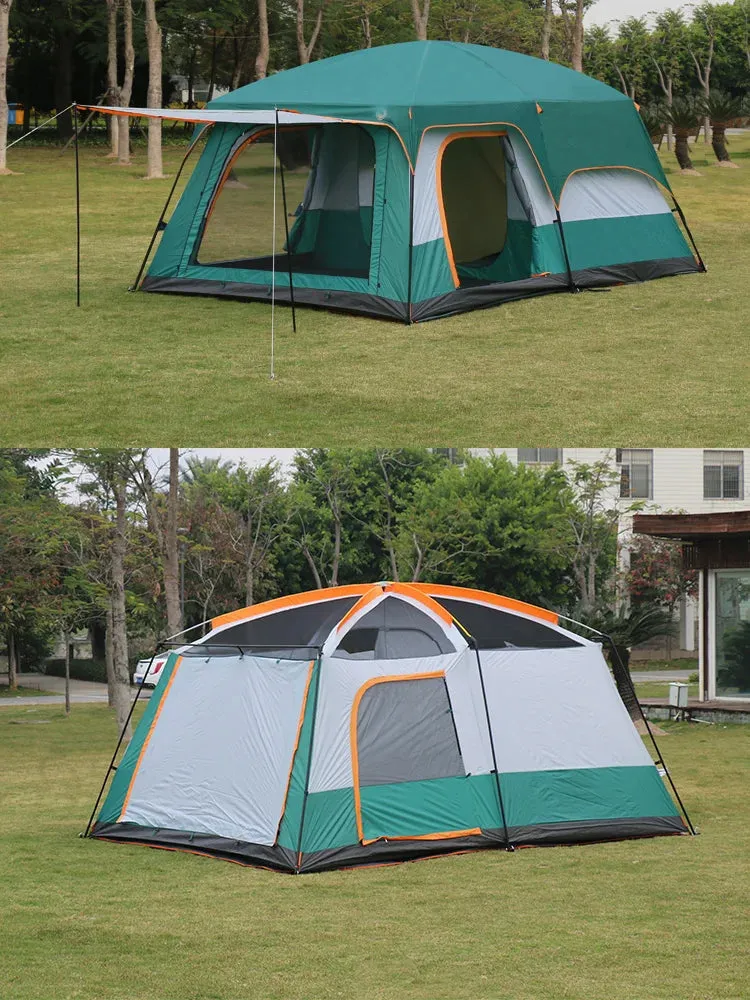 WOQI two room extra large outdoor camping tents 6-10 persons waterproof outdoor family luxury family tent