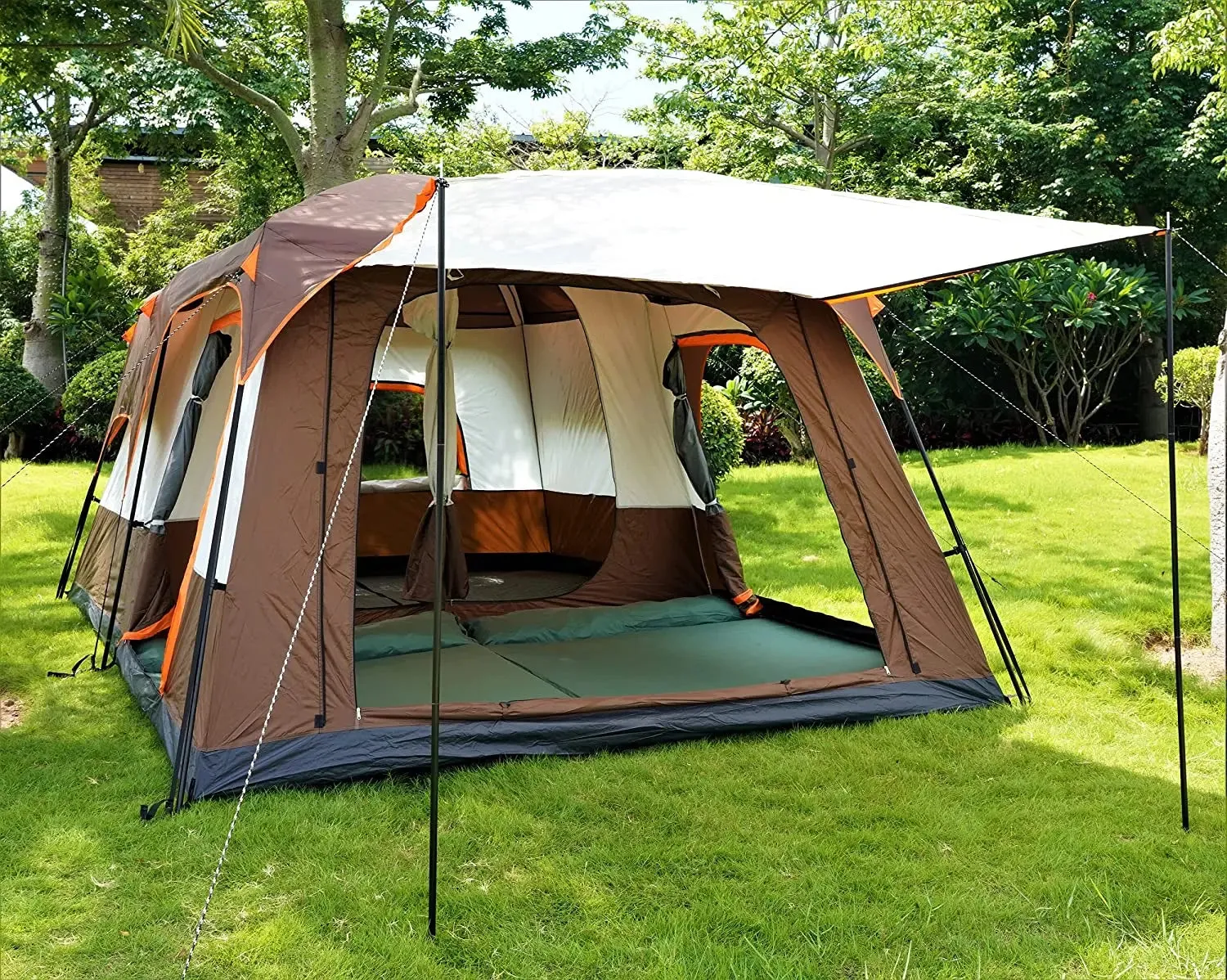 WOQI two room extra large outdoor camping tents 6-10 persons waterproof outdoor family luxury family tent