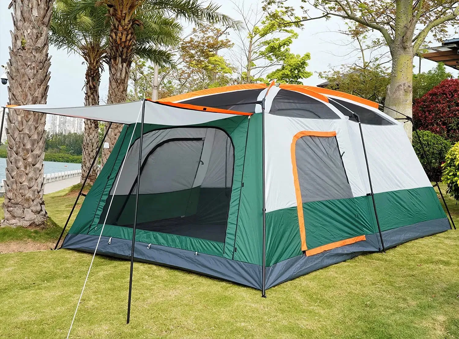 WOQI two room extra large outdoor camping tents 6-10 persons waterproof outdoor family luxury family tent