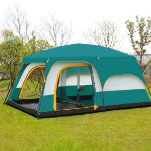 WOQI two room extra large outdoor camping tents 6-10 persons waterproof outdoor family luxury family tent