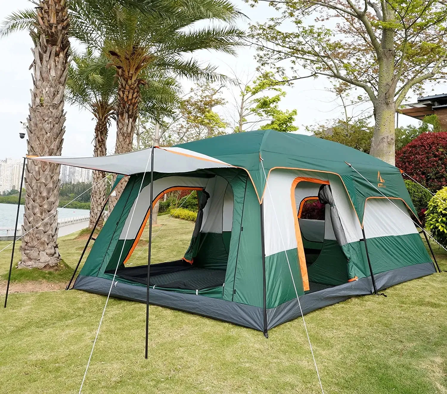 WOQI two room extra large outdoor camping tents 6-10 persons waterproof outdoor family luxury family tent
