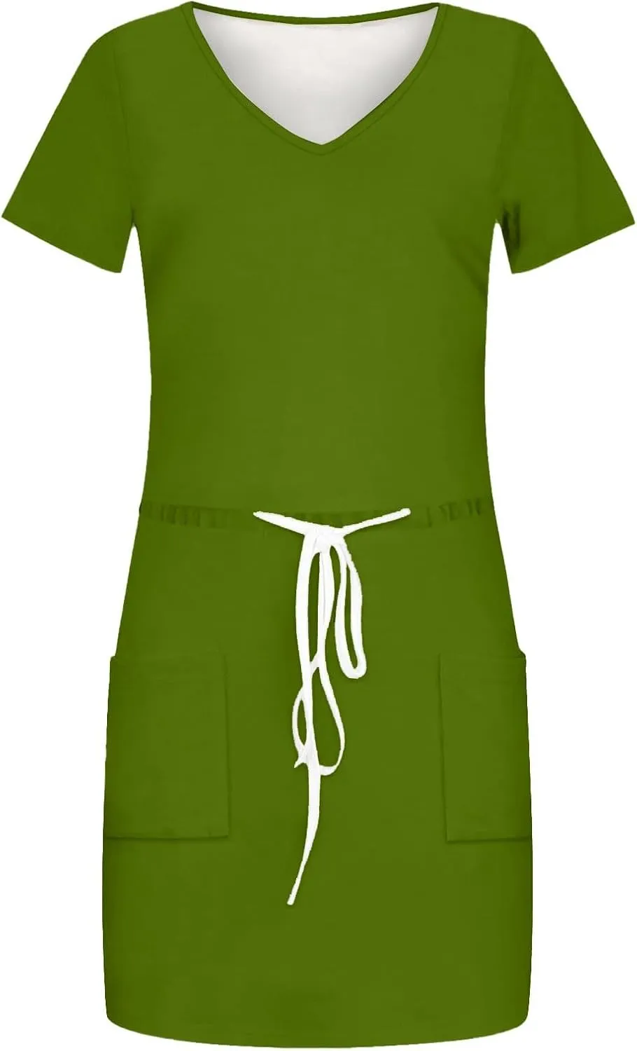 XOWRTE Women's Summer Tie Dresses 2025 Beach Casual Deep V Neck Loose Sundress Ruffle Sleeve Mini Dress A-Line Tunic Dress