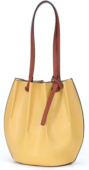 Yohora Women Genuine Leather Tote Bucket Bag Retro Top Handle Handbag with Inner Pocket Shoulder Purse Wallet for Travel