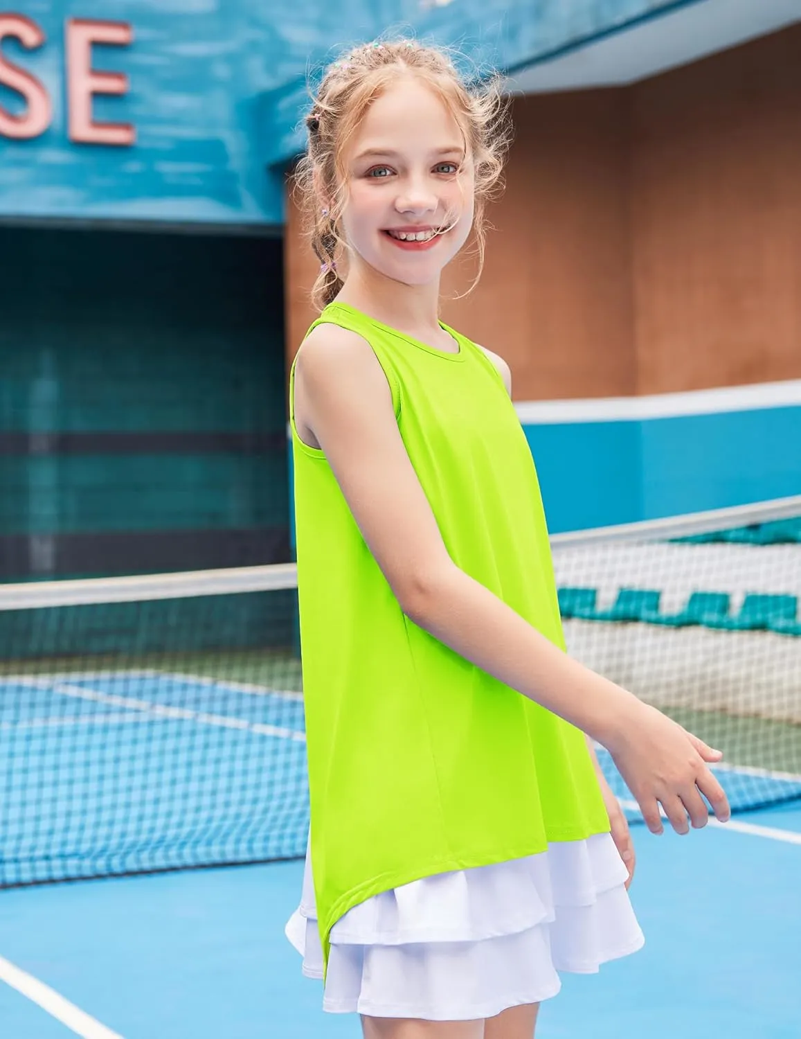Zaclotre Kid Girls Athletic Tank Tops Open Tie Back Sleeveless Workout Running Tennis Sports Shirts 5-14Years