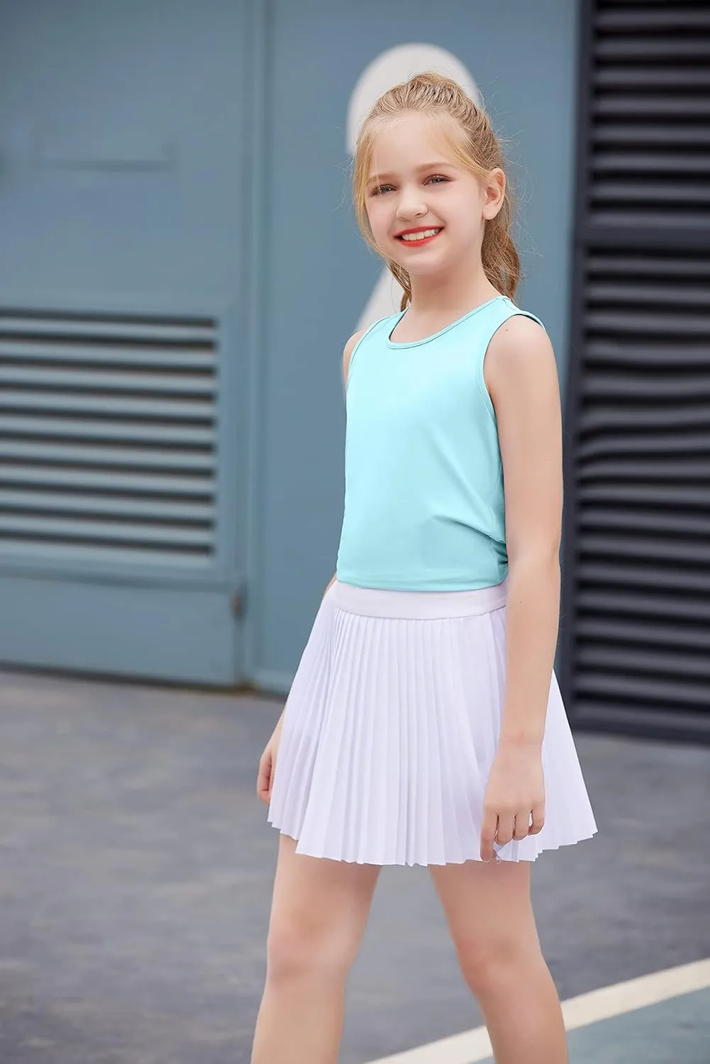 Zaclotre Kid Girls Athletic Tank Tops Open Tie Back Sleeveless Workout Running Tennis Sports Shirts 5-14Years