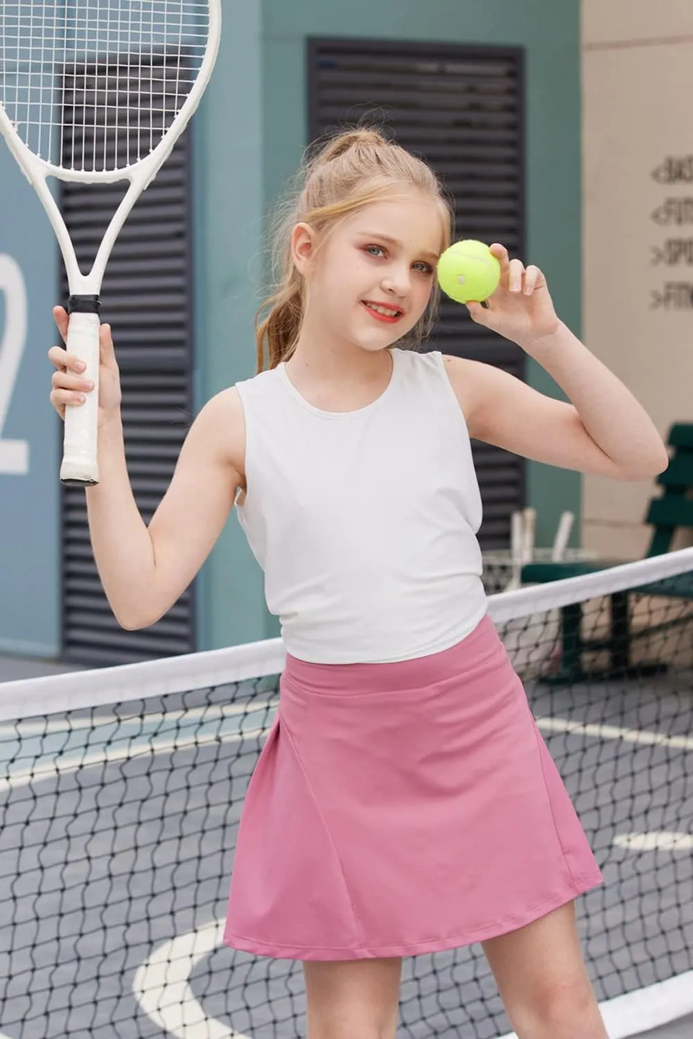 Zaclotre Kid Girls Athletic Tank Tops Open Tie Back Sleeveless Workout Running Tennis Sports Shirts 5-14Years