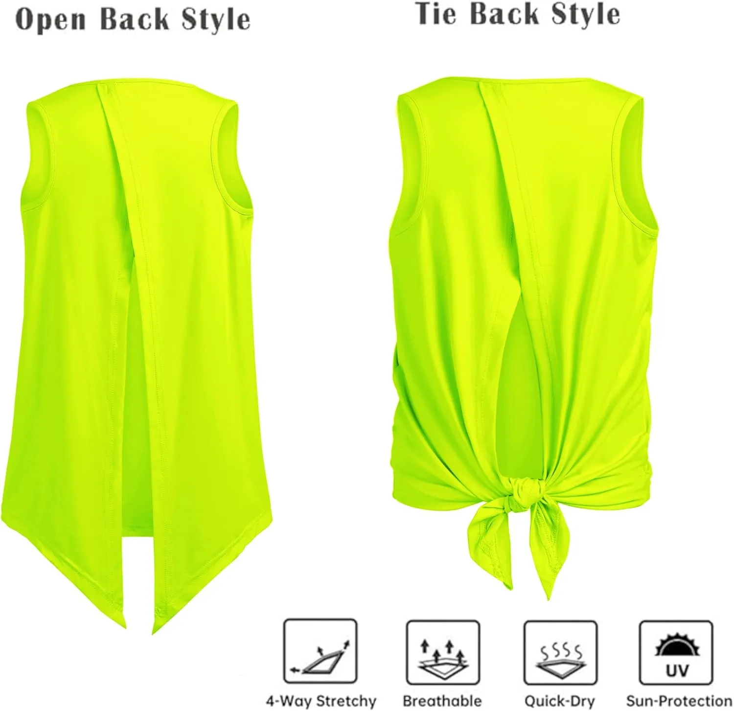 Zaclotre Kid Girls Athletic Tank Tops Open Tie Back Sleeveless Workout Running Tennis Sports Shirts 5-14Years