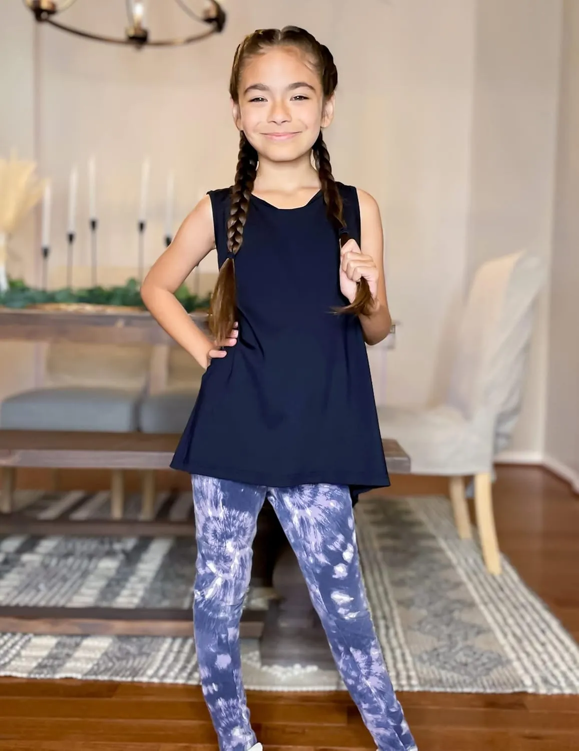 Zaclotre Kid Girls Athletic Tank Tops Open Tie Back Sleeveless Workout Running Tennis Sports Shirts 5-14Years