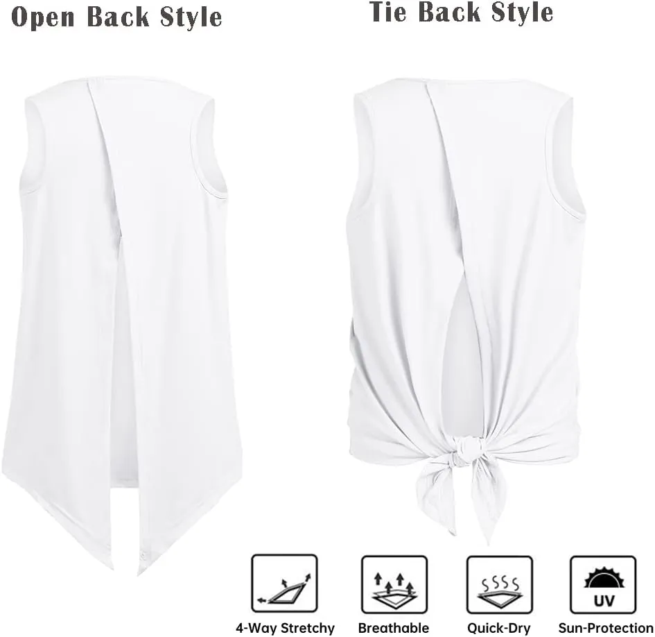Zaclotre Kid Girls Athletic Tank Tops Open Tie Back Sleeveless Workout Running Tennis Sports Shirts 5-14Years