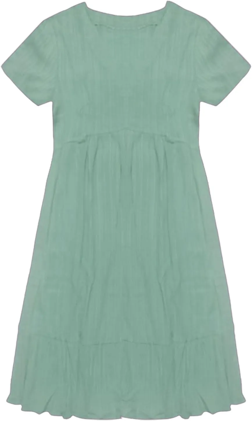 ZYXTIM Summer Dresses for Women 2025 V Neck Short Sleeve Casual Loose Flowy Swing Dress Plus Size Plain Boho Beach Sundress