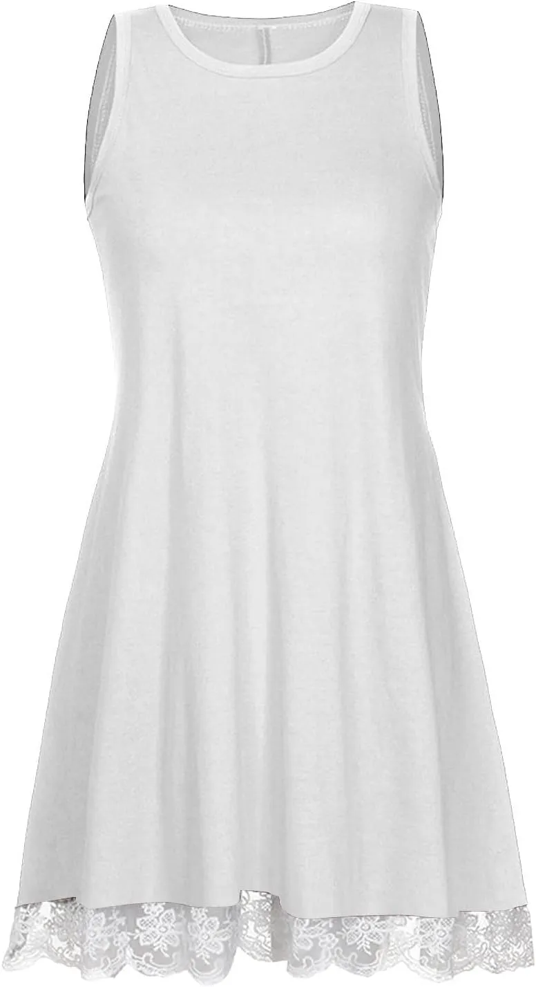 ZYXTIM Sundresses for Women 2024 Sleeveless Summer Dresses Casual Beach Dress Lace Hem Ruffle Tiered Tank Dress with Pockets